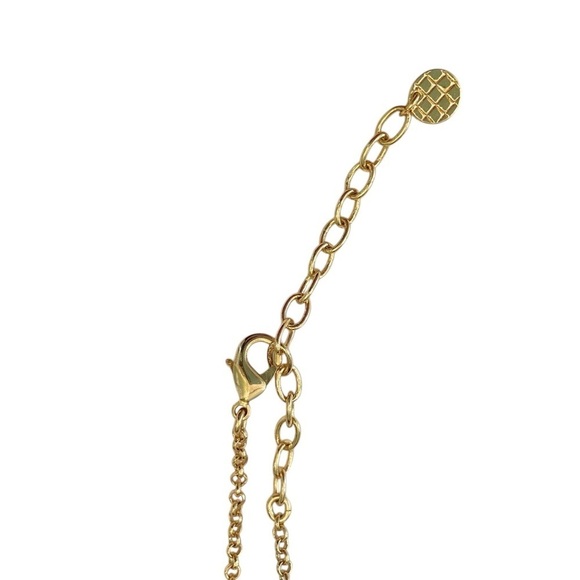 Talbots goldtone chain long necklace white/yellow seed bead circle & tassel - Picture 9 of 11